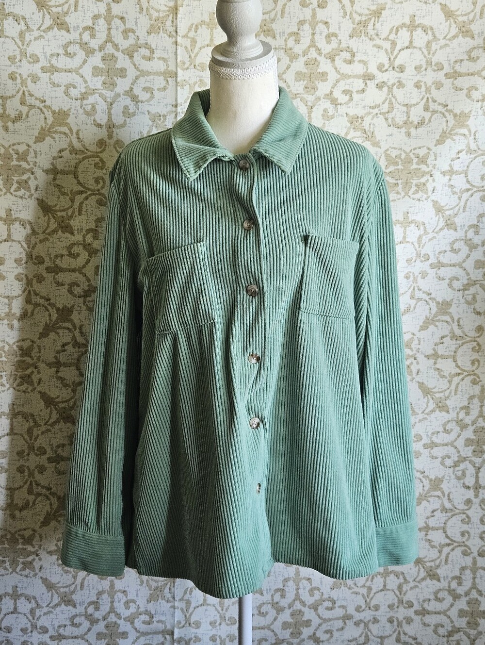 Blair Mint Green Corduroy Button-Down Shirt